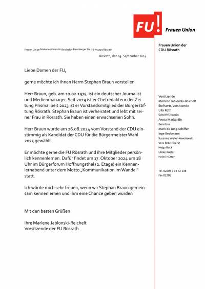 Kennenlernenabend mit Stephan Braun, dem.CDU - Brgermeisterkandidaten!! - Kennenlernenabend mit Stephan Braun, dem.CDU - Bürgermeisterkandidaten!!